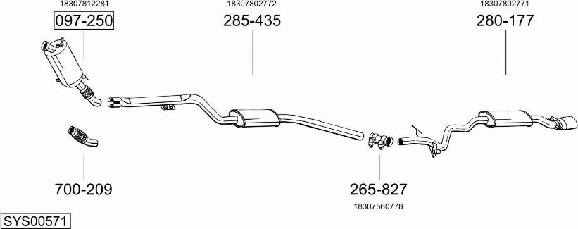 Bosal SYS00571 - Система выпуска ОГ autosila-amz.com