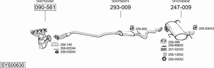 Bosal SYS00630 - Система выпуска ОГ autosila-amz.com