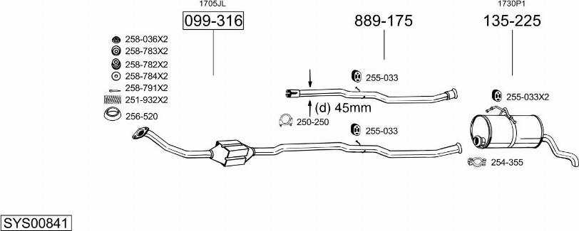 Bosal SYS00841 - Система выпуска ОГ autosila-amz.com