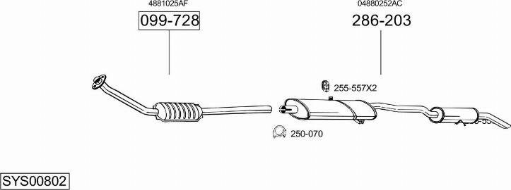 Bosal SYS00802 - Система выпуска ОГ autosila-amz.com