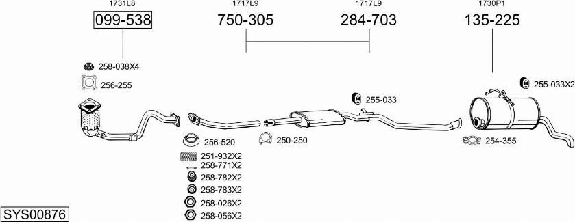 Bosal SYS00876 - Система выпуска ОГ autosila-amz.com