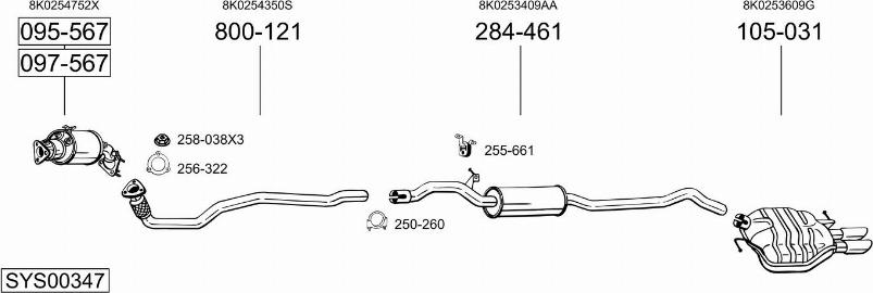 Bosal SYS00347 - Система выпуска ОГ autosila-amz.com