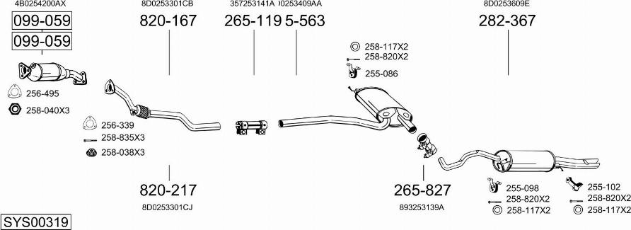 Bosal SYS00319 - Система выпуска ОГ autosila-amz.com