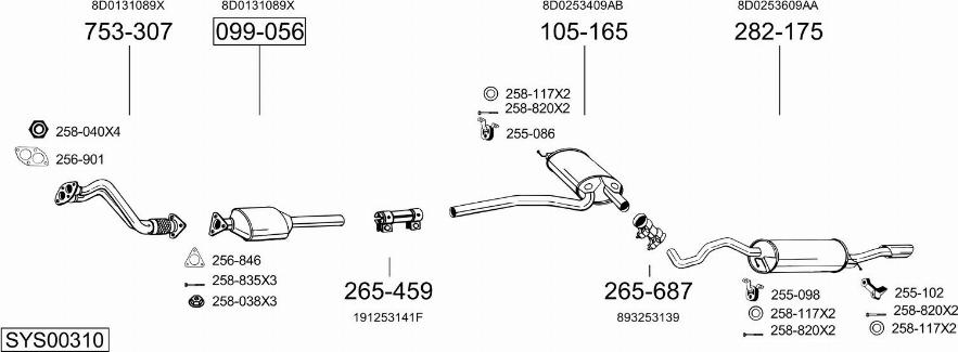 Bosal SYS00310 - Система выпуска ОГ autosila-amz.com