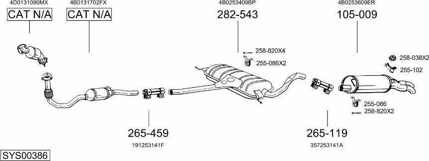 Bosal SYS00386 - Система выпуска ОГ autosila-amz.com