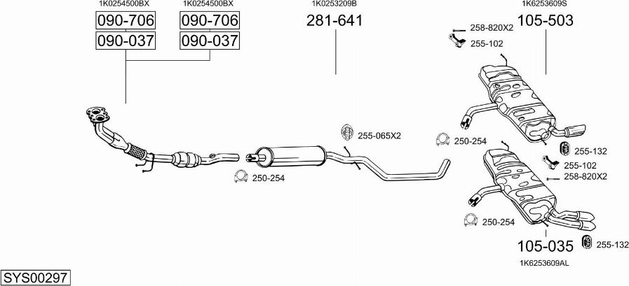 Bosal SYS00297 - Система выпуска ОГ autosila-amz.com