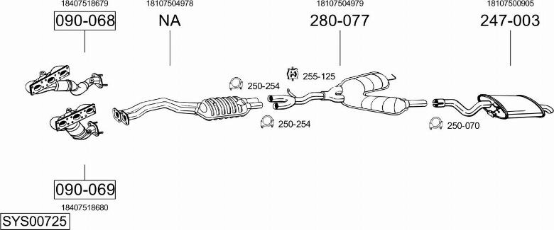 Bosal SYS00725 - Система выпуска ОГ autosila-amz.com