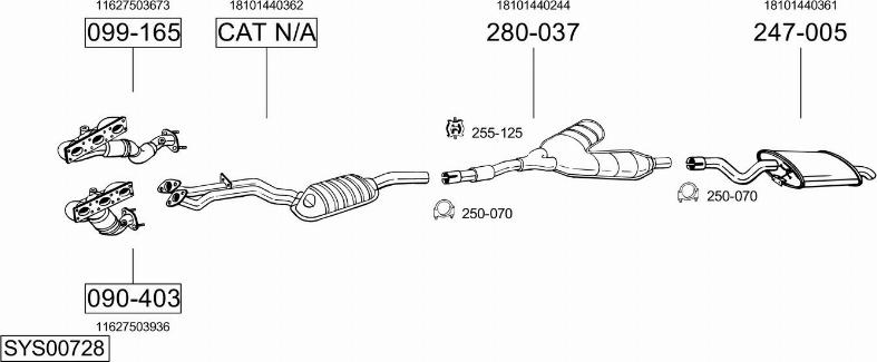 Bosal SYS00728 - Система выпуска ОГ autosila-amz.com