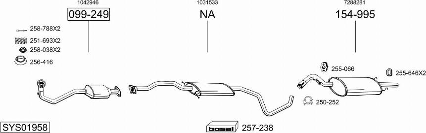 Bosal SYS01958 - Система выпуска ОГ autosila-amz.com