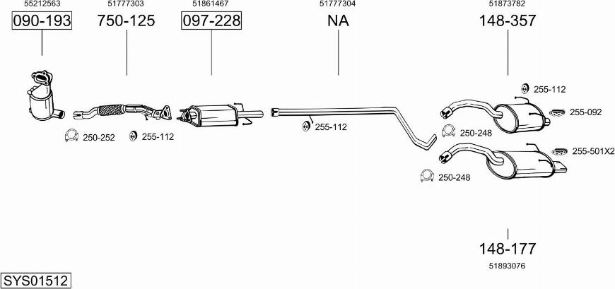 Bosal SYS01512 - Система выпуска ОГ autosila-amz.com