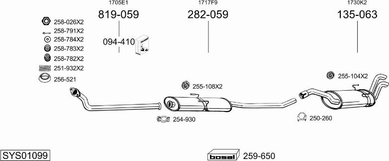 Bosal SYS01099 - Система выпуска ОГ autosila-amz.com