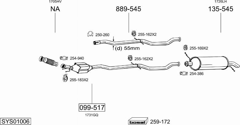 Bosal SYS01006 - Система выпуска ОГ autosila-amz.com