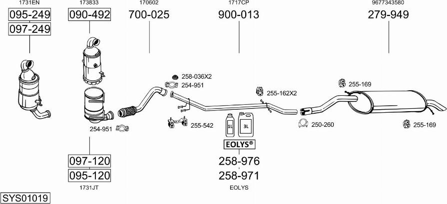 Bosal SYS01019 - Система выпуска ОГ autosila-amz.com