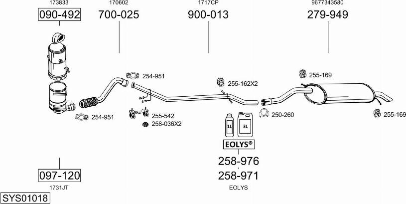 Bosal SYS01018 - Система выпуска ОГ autosila-amz.com