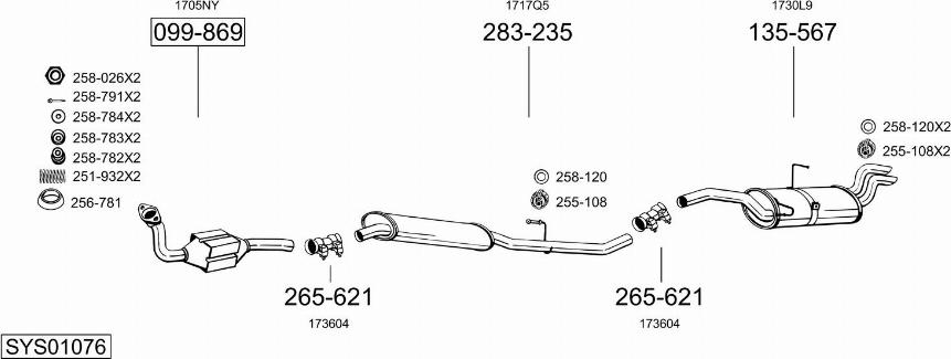 Bosal SYS01076 - Система выпуска ОГ autosila-amz.com