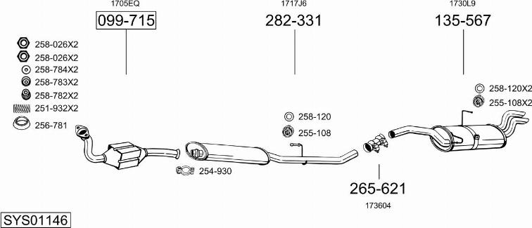 Bosal SYS01146 - Система выпуска ОГ autosila-amz.com