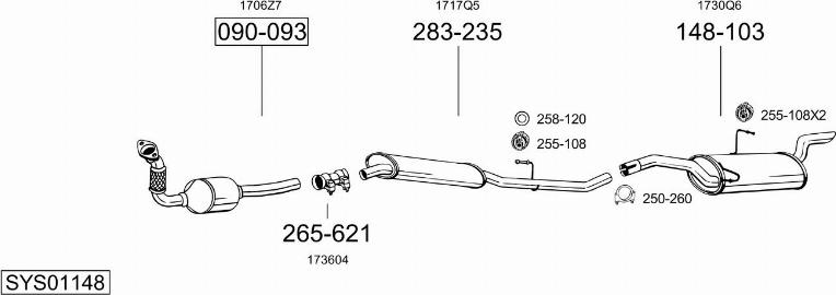 Bosal SYS01148 - Система выпуска ОГ autosila-amz.com