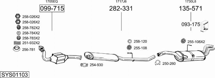 Bosal SYS01103 - Система выпуска ОГ autosila-amz.com