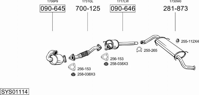 Bosal SYS01114 - Система выпуска ОГ autosila-amz.com