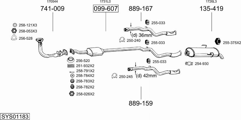 Bosal SYS01183 - Система выпуска ОГ autosila-amz.com