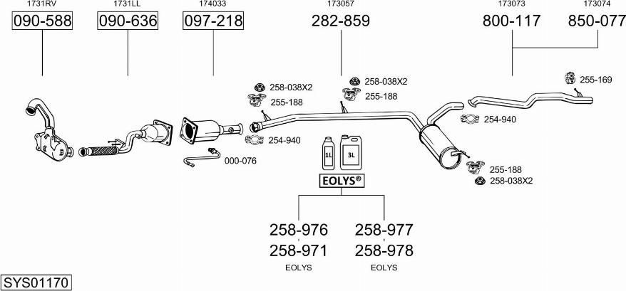 Bosal SYS01170 - Система выпуска ОГ autosila-amz.com