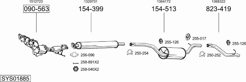 Bosal SYS01885 - Система выпуска ОГ autosila-amz.com