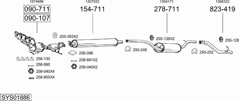 Bosal SYS01886 - Система выпуска ОГ autosila-amz.com