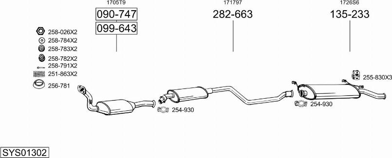 Bosal SYS01302 - Система выпуска ОГ autosila-amz.com