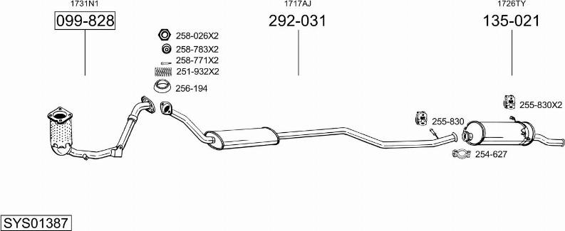 Bosal SYS01387 - Система выпуска ОГ autosila-amz.com