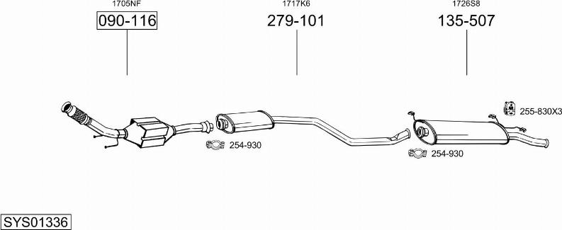 Bosal SYS01336 - Система выпуска ОГ autosila-amz.com