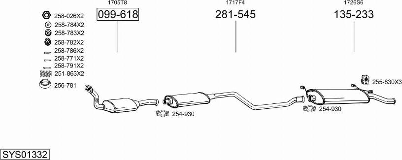 Bosal SYS01332 - Система выпуска ОГ autosila-amz.com