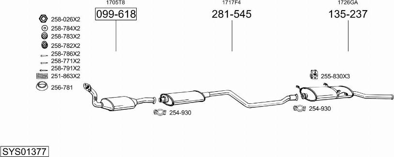 Bosal SYS01377 - Система выпуска ОГ autosila-amz.com