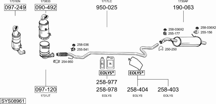 Bosal SYS08961 - Система выпуска ОГ autosila-amz.com