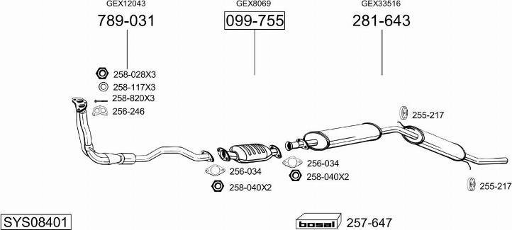 Bosal SYS08401 - Система выпуска ОГ autosila-amz.com