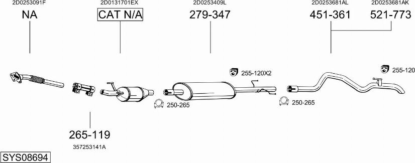 Bosal SYS08694 - Система выпуска ОГ autosila-amz.com