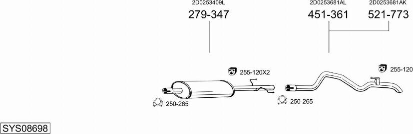 Bosal SYS08698 - Система выпуска ОГ autosila-amz.com