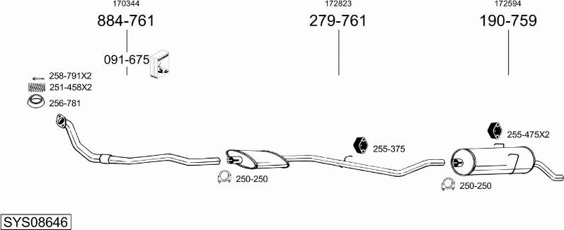 Bosal SYS08646 - Система выпуска ОГ autosila-amz.com