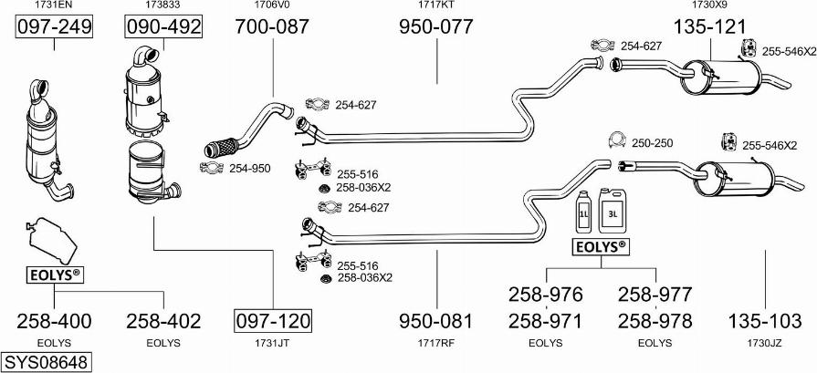 Bosal SYS08648 - Система выпуска ОГ autosila-amz.com