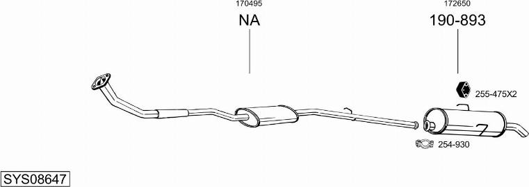 Bosal SYS08647 - Система выпуска ОГ autosila-amz.com