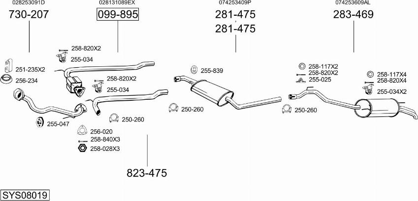 Bosal SYS08019 - Система выпуска ОГ autosila-amz.com