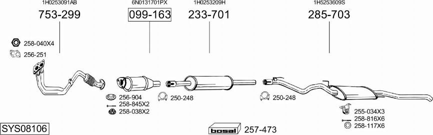 Bosal SYS08106 - Система выпуска ОГ autosila-amz.com