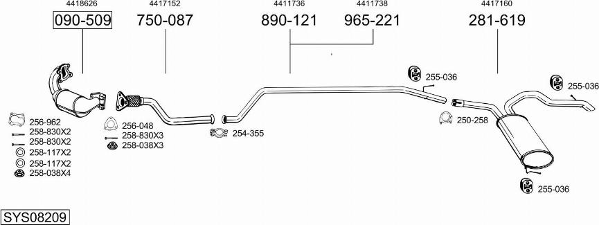 Bosal SYS08209 - Система выпуска ОГ autosila-amz.com