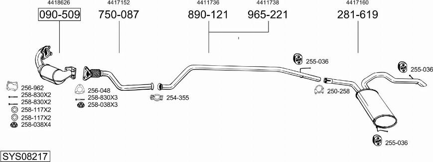 Bosal SYS08217 - Система выпуска ОГ autosila-amz.com