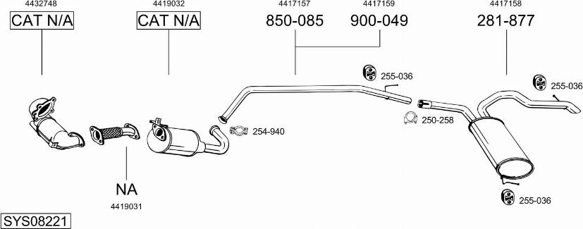 Bosal SYS08221 - Система выпуска ОГ autosila-amz.com