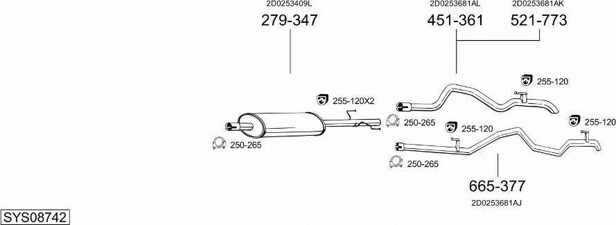 Bosal SYS08742 - Система выпуска ОГ autosila-amz.com