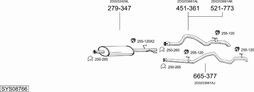 Bosal SYS08766 - Система выпуска ОГ autosila-amz.com