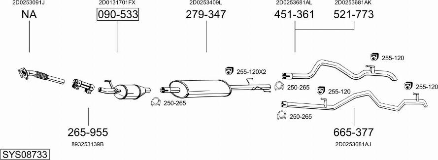 Bosal SYS08733 - Система выпуска ОГ autosila-amz.com