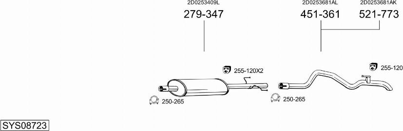 Bosal SYS08723 - Система выпуска ОГ autosila-amz.com