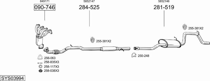 Bosal SYS03994 - Система выпуска ОГ autosila-amz.com