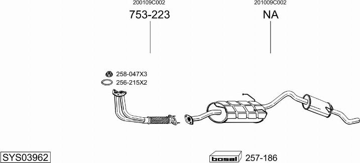 Bosal SYS03962 - Система выпуска ОГ autosila-amz.com